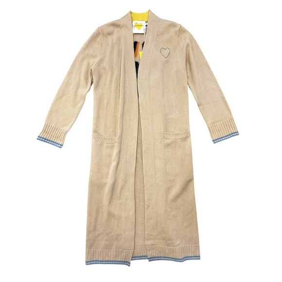 Kerri Rosenthal NWT Oatmeal Love On Repeat Super Long Cashmere Cardigan Coat XS - Picture 2 of 6